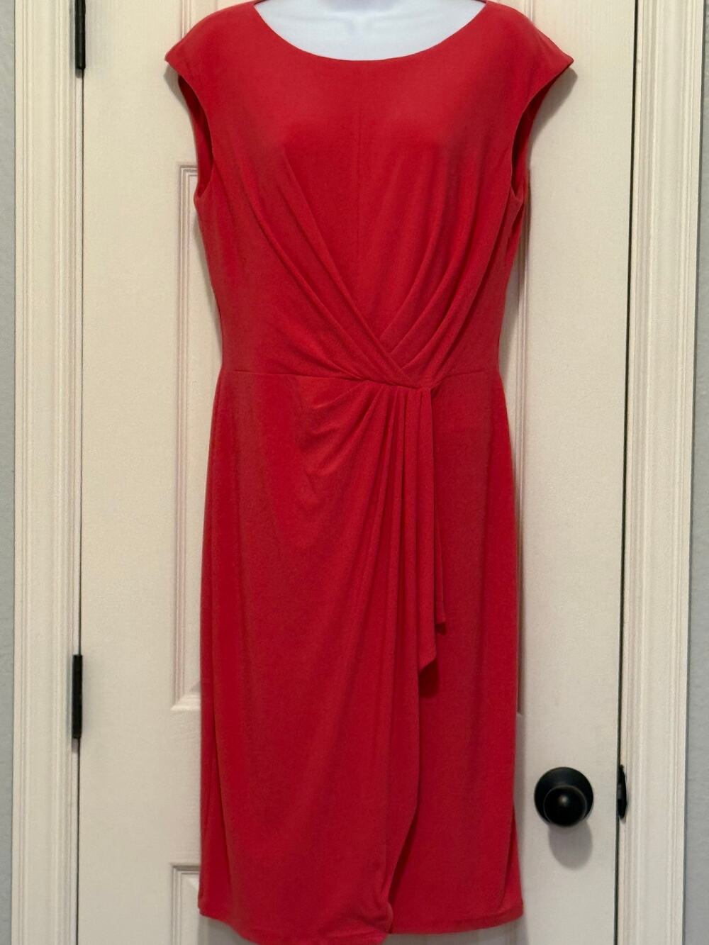 Lauren Ralph Lauren Womens Size 10 Red Cap Sleeve Sheath Dress Office Cocktail